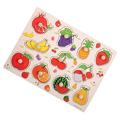 ifundom 4 Stück Brett Greifen Obst-Puzzle Obstspielzeug Aus Holz Farberkennungsspielzeug Sensorisch Gemüse Rätsel Lernspielzeug Obstpuzzles Aus Holz Haushalt Abspielen Kind Hölzern von ifundom