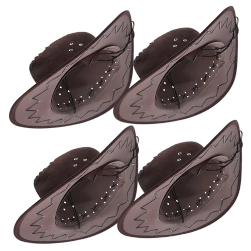 ifundom 4 Stück Cowboyhut Für Brauner Hut Discohut Hut Herren Kinderhut Schutzhelm Cowboyhut Leuchthut Cowboyhut Mit Beleuchtung Jugendhut Westernhut Cowgirlhut Kaffee von ifundom