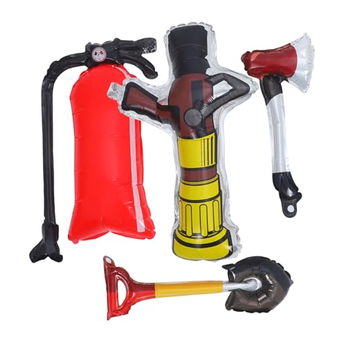 ifundom Aufblasbare Feuerlöscher-spatenballons 4er-pack Dekorationen Zum Thema Feuerwehr Für Geburtstagsfeiern von ifundom