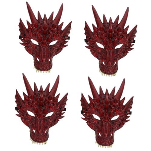 ifundom 4 Stück Drachenmaske Kreuzstich-Tags Halloween-Requisiten Maskerade-Maske Gesichtsmaske für Kinder Drachen-Cosplay-Maske Maske im Tierdesign bilden Kleidung unheimlich schmücken 3d von ifundom
