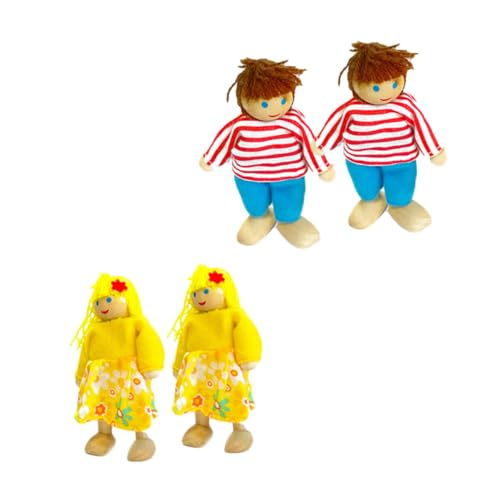 ifundom 4 Stück Eine Familie mit Puppen Puppen kinderpuppe kindergeschenke Langlebiges Puppenspielzeug Puppenfiguren Stofffiguren für Stoffpuppen hölzern von ifundom