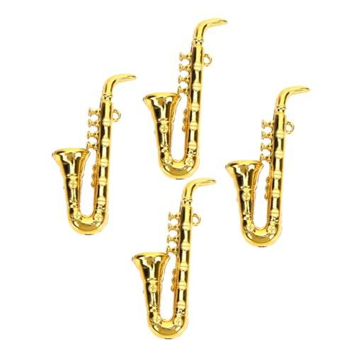 ifundom 4 Stück Finger Saxophon Musikinstrumentenpuppenhaus winzig Mini-Musikinstrumente Musikalisches Miniaturinstrument Miniatur-Saxofonmodelle Miniatur-Musikinstrumente Plastik Golden von ifundom