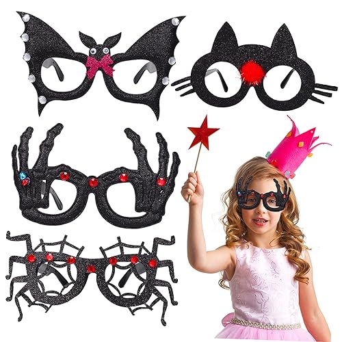 ifundom 4 Stück Halloween-Brille lustige Brille Trendy Masken gefälscht Kostüme halloween party augenmaske halloween schnapsgläser Halloween-Party-Brille Brille Kostüm Plastik von ifundom