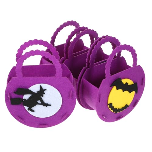 ifundom 4 Stück Halloween-abzeichen Zellophan-halloween-taschen Taschenfüller Für Halloween-partys Süßigkeiten Füllstoffe Lutscher Bausatz Hexentaschen Süßwaren Filzstoff Violett von ifundom