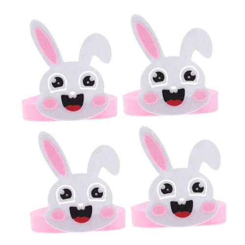 ifundom 4 Stück Hasenkopfschmuck Für Prinz-kaninchen-plüschspielzeug Hasenkleidung Cartoon-plüschtiere Hut Hase Tierstirnband Kleines Weißes Hasen-stirnband Frühlingskaninchen Vlies von ifundom