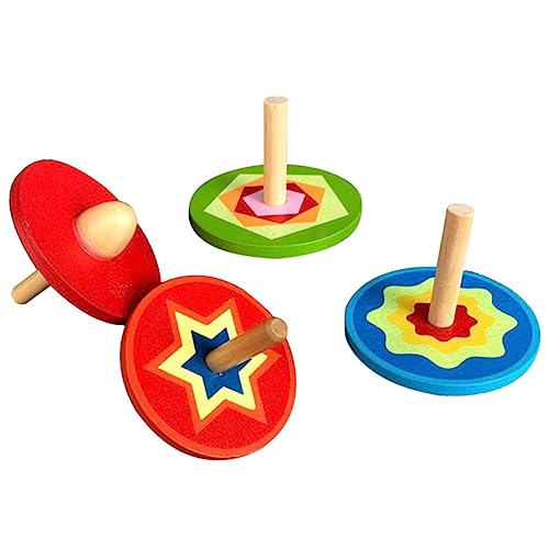 ifundom 4 Stück Holzpflockspitze Spielzeug für Kinder kinderspielzeug Safety Toy Set spielset longieren Longevity Miniature Sicherheit Kinder Oben hölzern Kreisel Jacke Eltern-Kind Bambus von ifundom