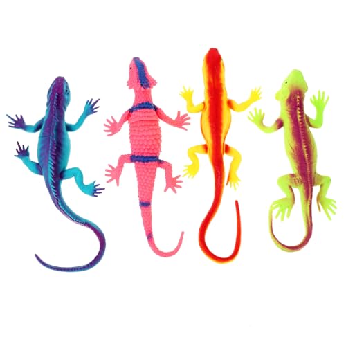 ifundom 4 Stück Künstliche Eidechse Dschungeltierfiguren Krabbelndes Spielzeug Eidechsenspielzeug Tierisches Spielset Gummi Dehnbares Tier Eidechsenfigur Spielzeug Modelle Abs Kind Puzzle von ifundom