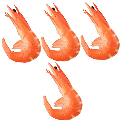 4 Stück simuliertes Essen realistisches Leben im Meer Food-Modell Modelle Spielzeug gefälschtes Essen gefälschte Garnelen Krabbe schmücken Sass künstliche Garnelen Lebensmittel PVC von ifundom