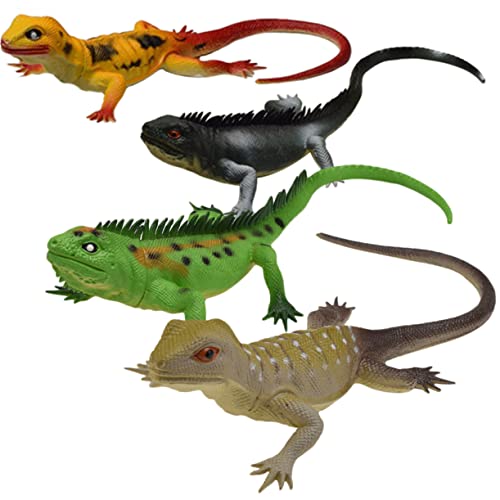 ifundom 4 Stück Künstliche Plastik Eidechsen Reptilienspielzeug Streichspielzeug Für Tierfiguren Simulation Gummi- Quetschspielzeug PVC von ifundom
