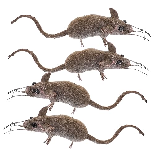 ifundom 4 Stück Mäuse-miniaturfiguren, Künstliche Bastel-mäuse-Figuren, Kleine Mäuse-Verzierungen Für Den Garten von ifundom