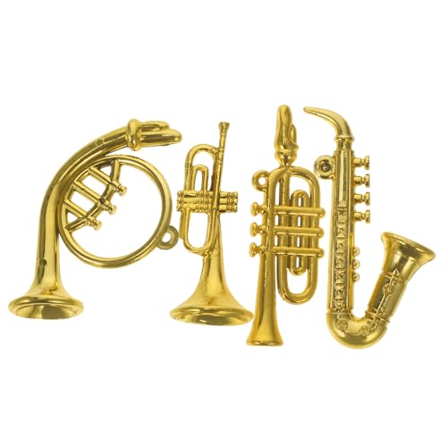 ifundom 4 Stück Mini-Musikinstrumentenmodell winzig Musical klein Ornament Miniatur bastelzeug Present Ideas Geschenkeidee Sammlerstücke für Musikinstrumente Wohnaccessoires Plastik Golden von ifundom