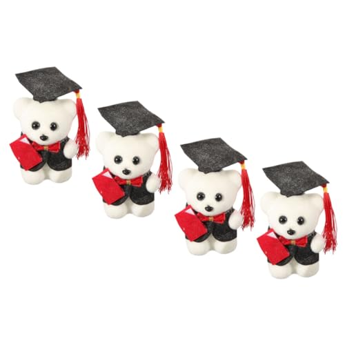 ifundom 4 Stück Mini Plüschbär Mini Plüschtiere Zarter Stoffbär Abschluss Stoffbär Kleine Bärenpuppe Weiche Flauschige Puppe Party Zubehör Abschluss Bär Puppe von ifundom