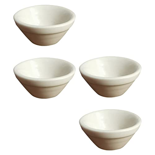 ifundom 4 Stück Mini-Schüssel für Toys DIY Decor Mini Kitchen Decoration DIY-Küche so tun, als ob sie spielt kleines Schalenmodell Keramik Weiß von ifundom