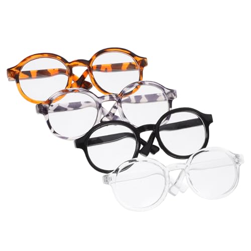 ifundom 4 Stück Mini-puppenbrille, Süßes Puppenhaus-bastelzubehör, Kunststoff-, Puppen-anzieh-Glas, Cosplay-Party, Winzige Für 20 cm Große Puppen von ifundom