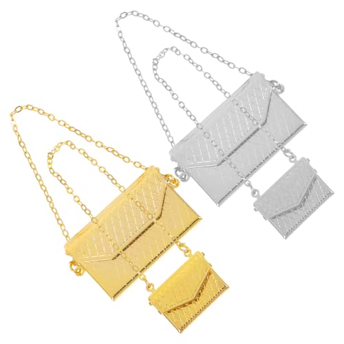 ifundom 4 Stück Miniatur-Puppenhaus-Handtaschen aus Metall, Umhängetaschen für Puppen, Mini-Geldbörsenmodelle, winzige Schultertaschen für Babypuppen-Zubehör von ifundom