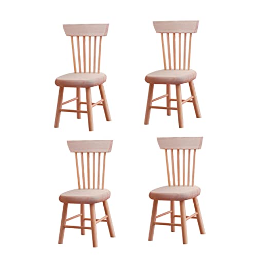 ifundom 4 Stück Mini-Holzstuhl Mini-Zubehör Statuendekor Stuhl für Esstisch winzige Wohnmöbel winzige Möbel kleine Holzmöbel Mini-Stuhl Miniatur Ornamente Modell Hölzern von ifundom