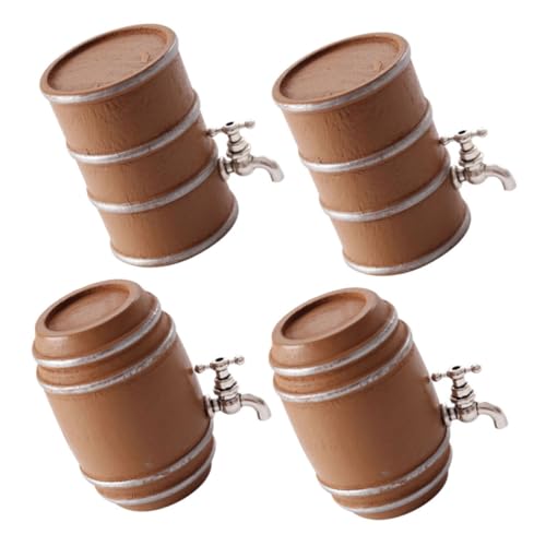 ifundom 4 Stück Miniatur Weinfass Teilig Realistische Holzfässer Modell für DIY Basteln Puppenhaus Dekoration Oktoberfest Micro Landschaft Figurine von ifundom