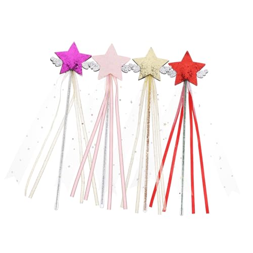 ifundom Fairy Ribbon 4 Stück Sternförmige Feenstäbe Für Kinder Zum Tanzen Und Fotografieren von ifundom