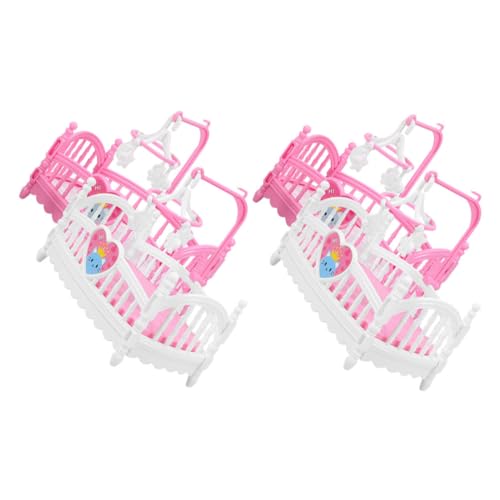 ifundom 4 Stück Puppenhausmöbel Mini-hausaccessoire Miniatur-puppenkrippe Miniatur-möbelornament Puppenbetten Mini- -krippen- Mini-möbelmodelle Puppenhaus Mini Krippe Requisite Abs von ifundom