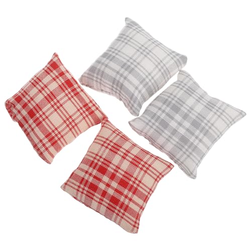 ifundom 4 Stück Puppenkissen Mini: Miniatur-Sofakissen, kleine Kissen – Puppenhaus-Sofabett-Dekoration – Puppenhaus-Möbel-Modellzubehör von ifundom