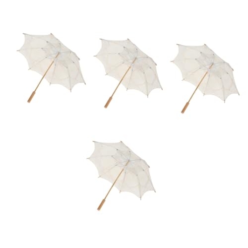ifundom 4 Stück Regenschirm Spitze Hochzeitsdekoration Elegantes Regenschirmhandwerk Spitze Regenschirm Vintage Hölzern Hochzeitsbedarf Hanfu Kind von ifundom