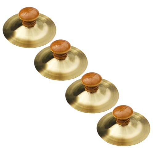 ifundom 4 Stück Schlaginstrument für Xylophon kleine Handbecken kinderinstrumente Instrument handglocke kleines Fingerinstrument kleine Becken hölzern Golden von ifundom