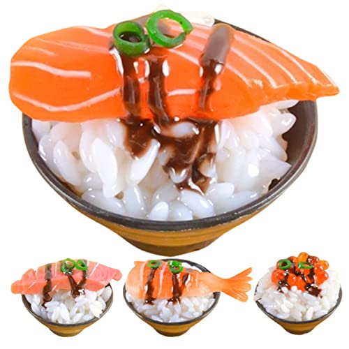 ifundom 4 Stück Simulierter Sushi-Reis Künstliche Sushi-Ausstellung Wasserschale Aus Reispapier Sushi-Matte Künstliche Sushi-Probe Künstliches Simulationslebensmittelmodell Sushi-Zug von ifundom