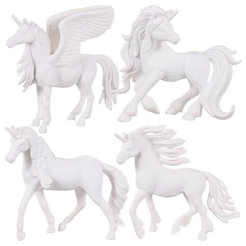 ifundom 4 Stück Teiliges DIY Einhorn Malset aus Langlebigem Kunststoff Bemalbare Einhornfiguren für Fördert Kreativität Farbgestaltung Hand Auge Koordination und Party Mitbringsel für von ifundom