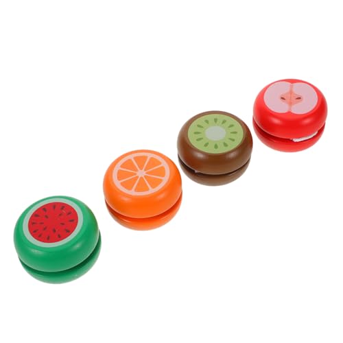 ifundom 4 Stück Teiliges Holz-yoyos für Anfängerfreundliche Reaktionsschnelle Schnurspielzeuge mit Niedlichem Obst Tierdesign Motorikförderndes Lernspielzeug als Partygeschenk und von ifundom