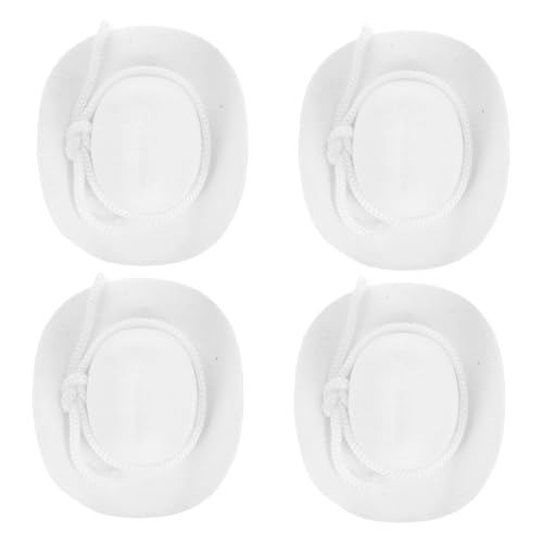 ifundom 4 Stück Teiliges Mini Cowboy Hüte Flauschige Winzige Western Hüte für Puppenhaus Dekoration Kinderfreundlich Leichte DIY Bastelaccessoires Sichere Glatte Kanten für Party und von ifundom