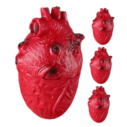 ifundom 4 Stück Teiliges Realistische Blutige Herz Deko Gruseliges Zombie Party Organ Requisit Hyperrealistische Halloween Deko für Horror Mottoparty Lebensechte Menschliche Organ von ifundom