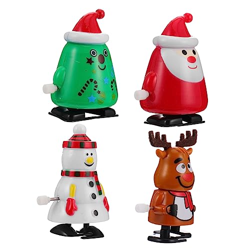 ifundom 4 Stück Uhrwerk-weihnachtspuppe Mini Uhrwerk Tierspielzeug Wind Aufzieh Uhrwerk Laufendes Mit Uhrwerk Schneemann Laufspielzeug Abs von ifundom