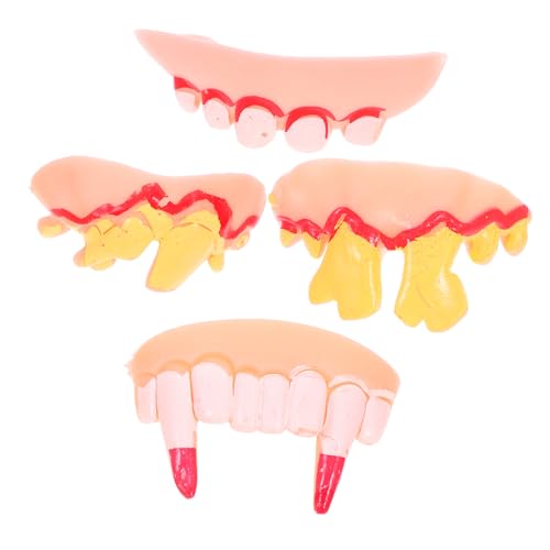 ifundom 4 Stück für Zahnprothesen Halloween zähne Kostüm mit falschen Zähnen Kostüm Zähne Gruselige Zähne für Halloween Cosplay-Zahnersatz lustige Zähne Cosplay -Zähne Gummi von ifundom