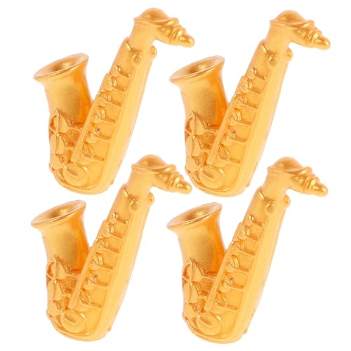 ifundom Miniatur-Saxophon-Set 4-teilig Realistische Saxophone Aus Kunstharz Für Kinderspielzeug Mini-Musikinstrument Zum Spielen Im Puppenhaus von ifundom