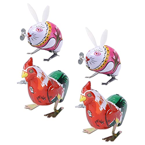 ifundom 4 Stücke Kaninchen Puppe Bad Auto Bunny Kaninchen Autos Tier Wind Up Uhrwerk Tier Eisen Blatt von ifundom