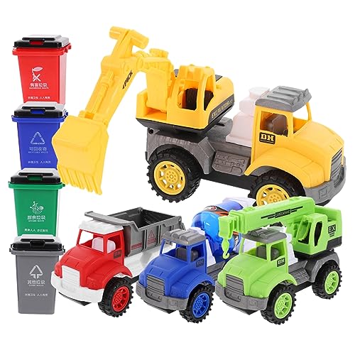 ifundom 4 Teiliges Set üllwagen Für Ingenieurfahrzeuge Mit 4 ülltonnen Ideales Für Jungen Und ädchen Ab 3 Jahren Robuste Konstruktion Und Farbenfrohes Design von ifundom