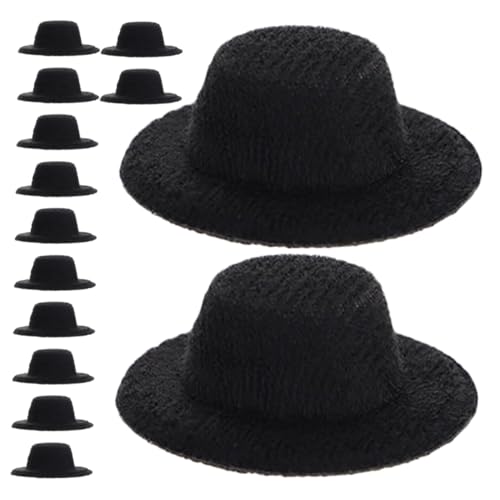 ifundom 40 Stück Mini Hohe Hüte Schwarz für DIY Basteln Puppenzubehör Schneemann Haarklammer Mini Hüte für Bastelprojekte Puppenhaus Dekoration von ifundom