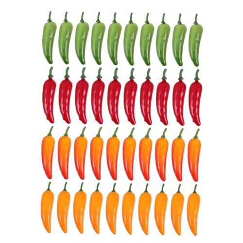 ifundom 40 Stück Simuliertes Pepper-Modell Chili-Partygeschenke winzige Essensspielzeuge falsche Paprika Pfefferverzierung Künstliche Lebensmittel-Requisiten Küchenrequisite Polyethylen von ifundom
