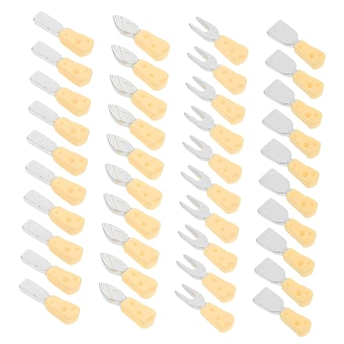 ifundom 40-teiliges Miniatur-Spielzeug-küchenset – Käsegabel Messer Schaufel Aus Harz Für Hausmodelldekorationen Für Kinder von ifundom