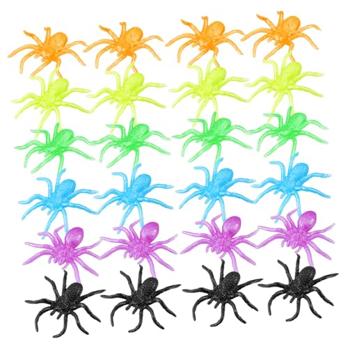 ifundom 48 Stück Halloween Spinnen aus Weichem TPR Dehnbar und Sicher Realistisch Gefälschte Spinnen Farben für Halloween Partys Streiche Goodie Bags und Klassenzimmerpreise von ifundom