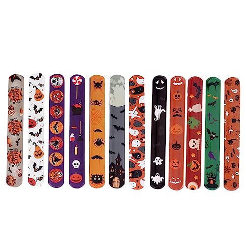 ifundom 48 Stück Halloween-schnappring-armband Party Behandeln Halloween-ringe Armbänder Glühen Halloween-zappelspielzeug Handgelenkbandage Halloween Deko Armbinde Halloween-schlag-armband von ifundom