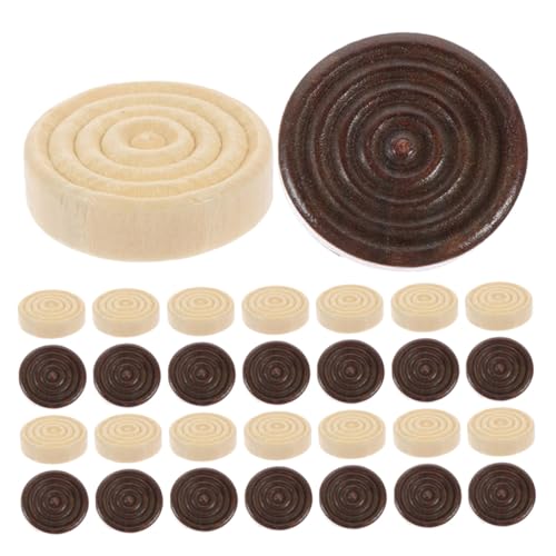 ifundom 48 Stück Teiliges Runde Holz-spielsteine Stapelbar Einsetzbar für Brettspiele Lernspielzeug für Strategische Denkspiele Holzfarbene und Dunkelbraune Ersatzteile für Dame Schach und von ifundom