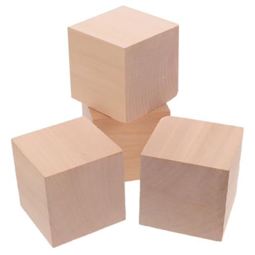 ifundom 4Stücke Holzquadratwürfel Unvollendete DIY Blöcke für Kreative Bastelprojekte und Geometrische Bildung für Vorschule Mathematik und Kreativität von ifundom