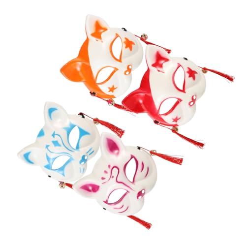 ifundom 4er Set Halbgesichts Maske Katze Und Fuchs Japanische Stil Halloween Cosplay Requisiten Ideal Für Kostümpartys Und Festivals Farben Zufällig von ifundom