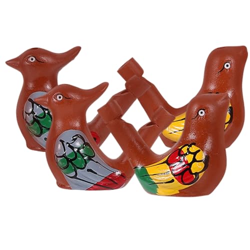 ifundom 4er Set Handbemalte Keramische Vogelrufpfeifen Bunte Wassersänger Spielzeuge Für Kreatives Musikinstrument Für Badewannen Spaß Zufällige Designs von ifundom