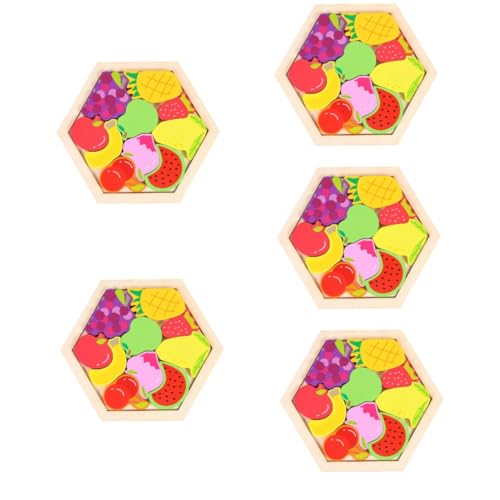 ifundom 5 Sätze Dreidimensionales Puzzle Lernpuzzle Kleinkindpuzzles aus Holz Kinder rätsel Ornament Tier kinderpuzzle Spielzeug Vorschulspielzeug hölzern Blöcke Brett greifen Dekorationen von ifundom