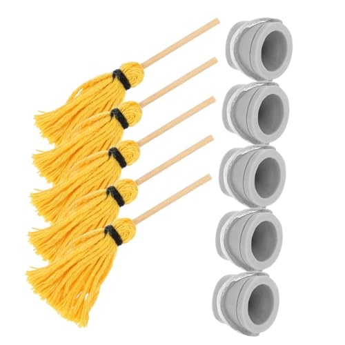 ifundom 5 Sätze Mini-Mopp hühner gieskanne kinderspielzeug Mini Toys Mini zubehör Miniature Figurine Mini- -Dekore Miniatur-Szenendekor Mini-Hausdekoration Baumwolle Yellow von ifundom