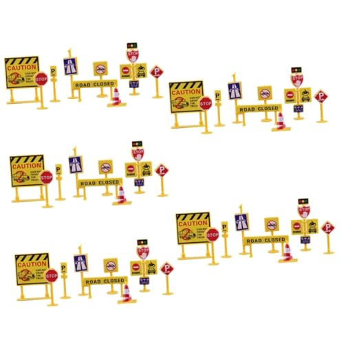 ifundom 5 Sätze Verkehrsschmuck Kinder Spielset Kinderspielzeug Miniaturen Straßenschild Spielzeugmodell Miniatur Barrikade Lernspielzeug Spielzeuge Plastik Geburtstagskuchen Straßenkegel von ifundom