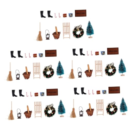 ifundom 5 Sätze Weihnachtliche Mini-Dekorationen Tütenfüller für Weihnachtsfeiern Zubehör für Puppenhäuser Puppenhaus-Weihnachtsdekorationen Spielzeuge Miniatur-Weihnachtsbaum Partyzubehör von ifundom