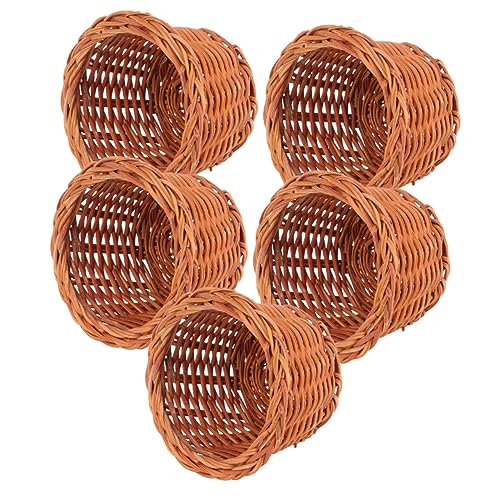 ifundom 5 Stück Mini Geflochtener Korb Behälter Weiden Gewobener Korb Körbe Aufbewahrungskorb Mülltonne Kompost Küche Zusammenklappbar Kleiner Bastelkorb Deckel Wohnkultur Rattan von ifundom